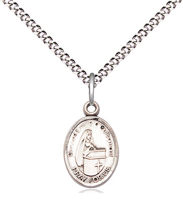 Sterling Silver Blessed Emilee Doultremont Pendant on a 18 inch Light Rhodium Light Curb chain