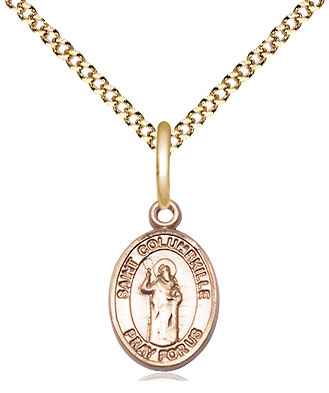 14kt Gold Filled Saint Columbkille Pendant on a 18 inch Gold Plate Light Curb chain