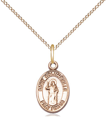 14kt Gold Filled Saint Columbkille Pendant on a 18 inch Gold Filled Light Curb chain