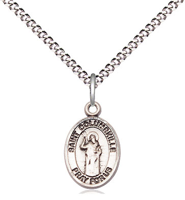 Sterling Silver Saint Columbkille Pendant on a 18 inch Light Rhodium Light Curb chain