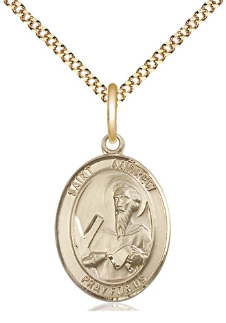 14kt Gold Filled Saint Andrew the Apostle Pendant on a 18 inch Gold Plate Light Curb chain