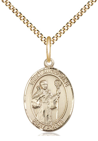 14kt Gold Filled Saint Augustine Pendant on a 18 inch Gold Plate Light Curb chain