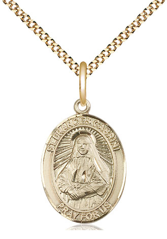 14kt Gold Filled Saint Frances Cabrini Pendant on a 18 inch Gold Plate Light Curb chain