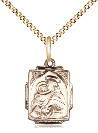 14kt Gold Filled Saint Anthony Pendant on a 18 inch Gold Plate Light Curb chain