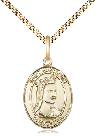 14kt Gold Filled Saint Elizabeth of Hungary Pendant on a 18 inch Gold Plate Light Curb chain