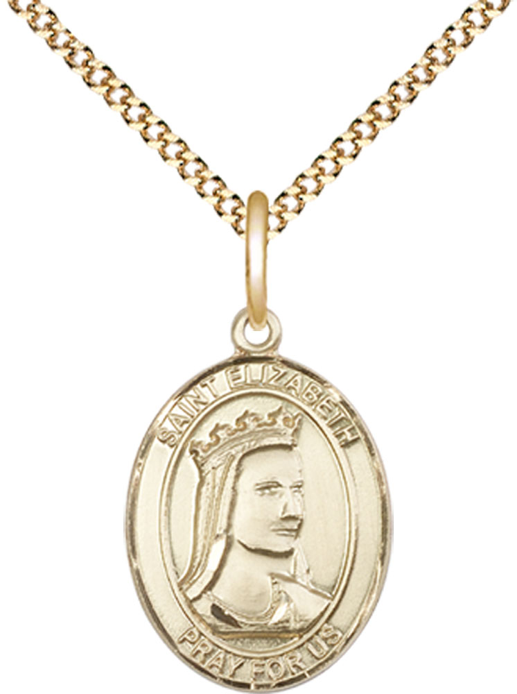 14kt Gold Filled Saint Elizabeth of Hungary Pendant on a 18 inch Gold Plate Light Curb chain