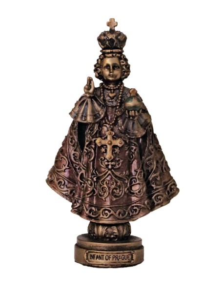 Infant of Prague, lightly hand-painted cold cast bronze, 3.5&quot;