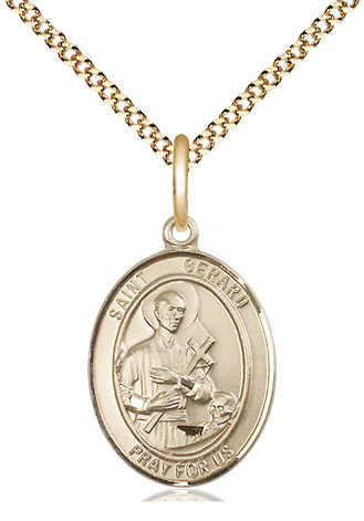 14kt Gold Filled Saint Gerard Majella Pendant on a 18 inch Gold Plate Light Curb chain