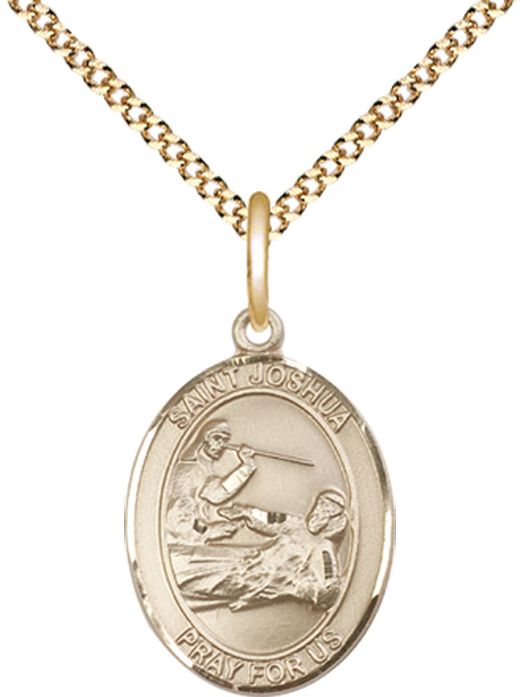 14kt Gold Filled Saint Joshua Pendant on a 18 inch Gold Plate Light Curb chain