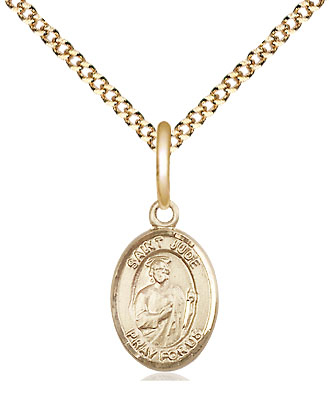 14kt Gold Filled Saint Jude Thaddeus Pendant on a 18 inch Gold Plate Light Curb chain