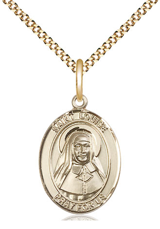 14kt Gold Filled Saint Louise de Marillac Pendant on a 18 inch Gold Plate Light Curb chain