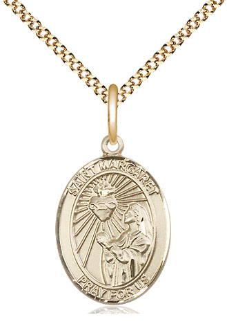 14kt Gold Filled Saint Margaret Mary Alacoque Pendant on a 18 inch Gold Plate Light Curb chain