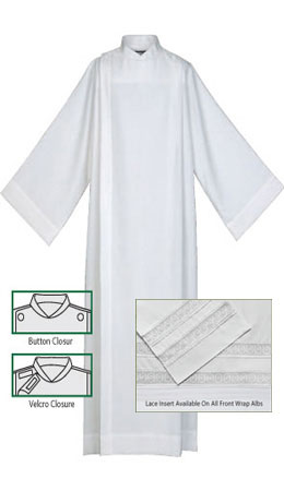 100% Polyester Front Wrap Alb with Inserts