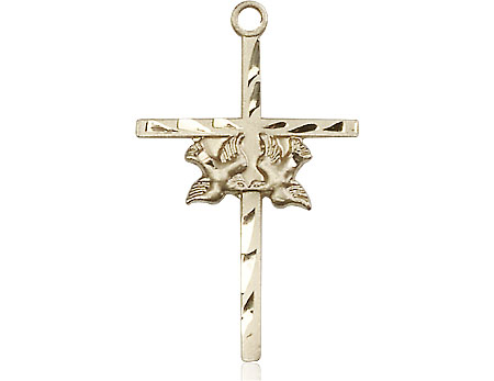 14kt Gold Doves Cross Medal