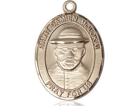 14kt Gold Saint Damien of Molokai Medal