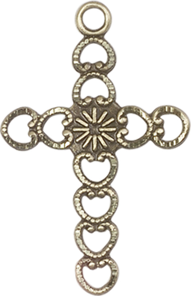 14kt Gold Hearts w/Sunburst Medal