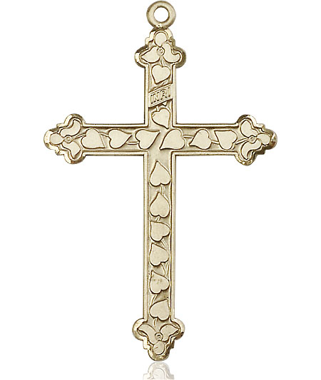 14kt Gold Heart Cross Medal