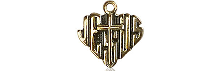 14kt Gold Heart of Jesus w/Cross Medal