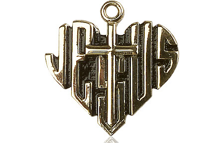 14kt Gold Heart of Jesus w/Cross Medal
