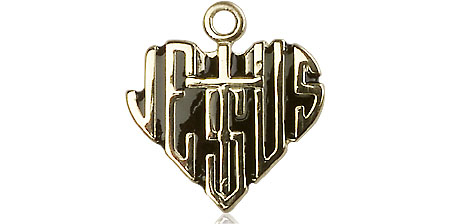 14kt Gold Heart of Jesus w/Cross Medal