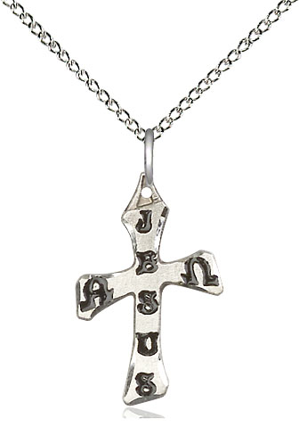 Sterling Silver Cross Pendant on a 18 inch Sterling Silver Light Curb chain