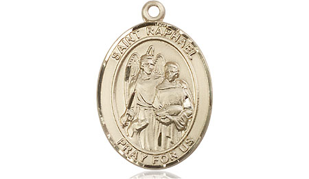 14kt Gold Saint Raphael the Archangel Medal