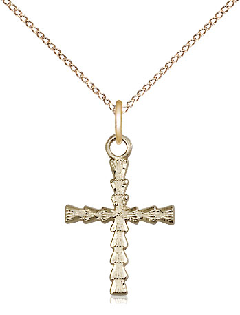 14kt Gold Filled Cross Pendant on a 18 inch Gold Filled Light Curb chain