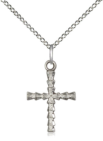 Sterling Silver Cross Pendant on a 18 inch Sterling Silver Light Curb chain