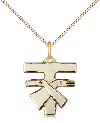 14kt Gold Filled Franciscan Cross Pendant on a 18 inch Gold Filled Light Curb chain