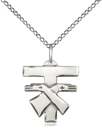 Sterling Silver Franciscan Cross Pendant on a 18 inch Sterling Silver Light Curb chain