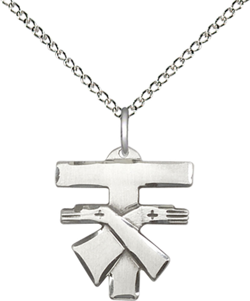 Sterling Silver Franciscan Cross Pendant on a 18 inch Sterling Silver Light Curb chain