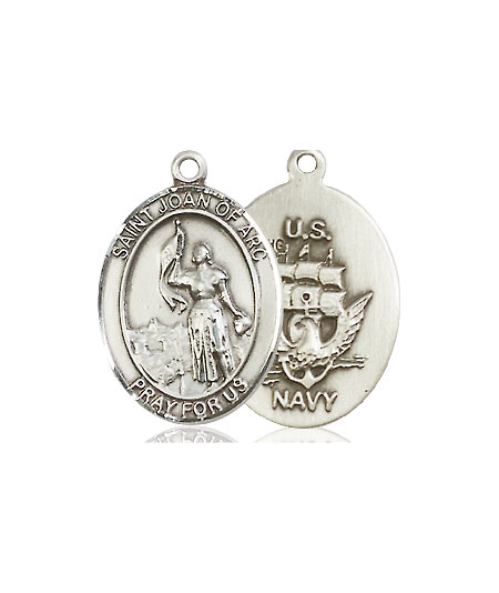 Sterling Silver Saint Joan of Arc Navy Medal