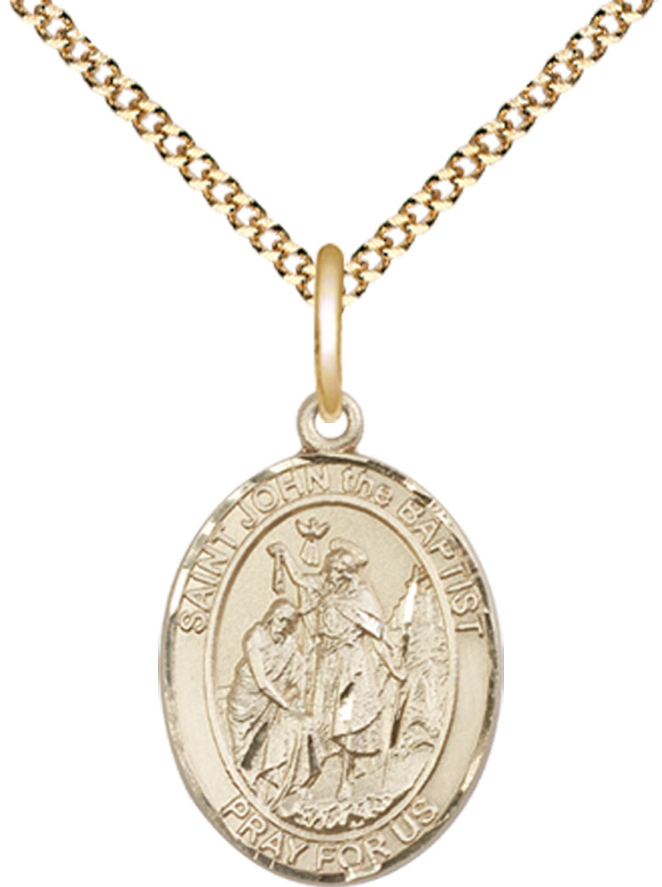 14kt Gold Filled Saint John the Baptist Pendant on a 18 inch Gold Plate Light Curb chain