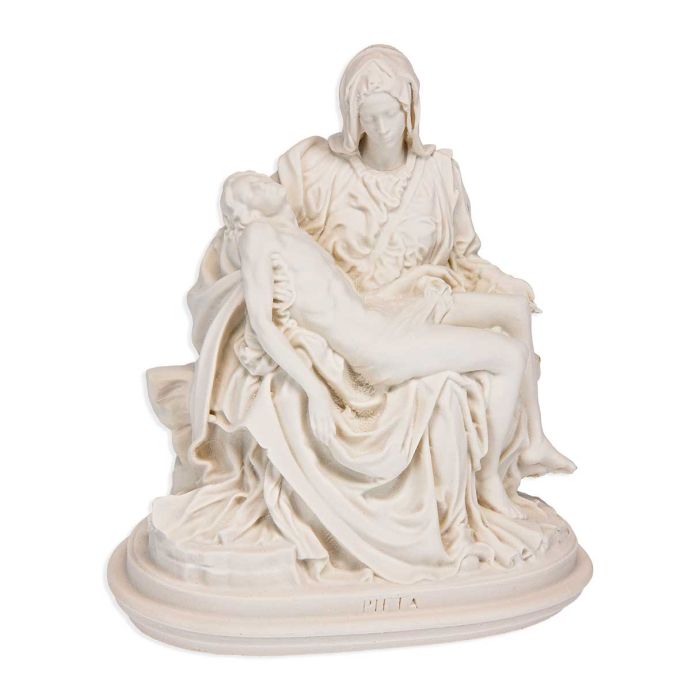 4-1/2&quot; Pieta Statue In White Alabaster