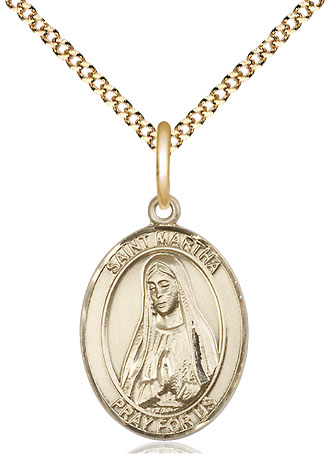 14kt Gold Filled Saint Martha Pendant on a 18 inch Gold Plate Light Curb chain