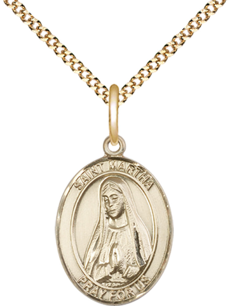 14kt Gold Filled Saint Martha Pendant on a 18 inch Gold Plate Light Curb chain