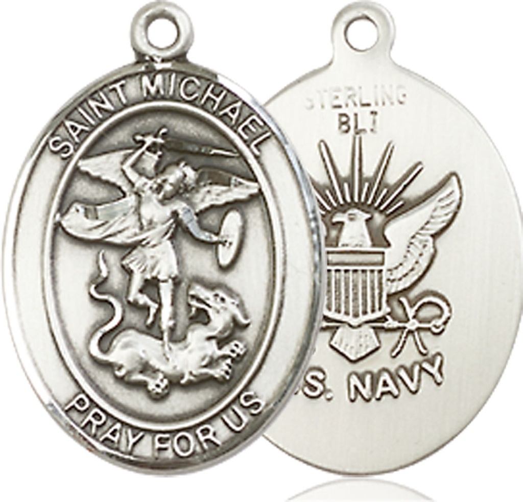 Sterling Silver Saint Michael Navy Medal