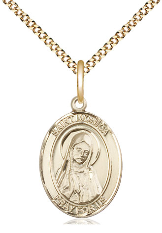 14kt Gold Filled Saint Monica Pendant on a 18 inch Gold Plate Light Curb chain