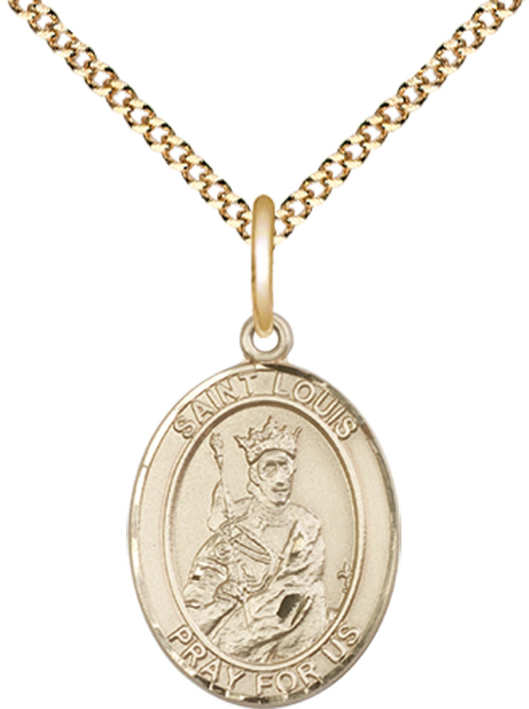 14kt Gold Filled Saint Louis Pendant on a 18 inch Gold Plate Light Curb chain