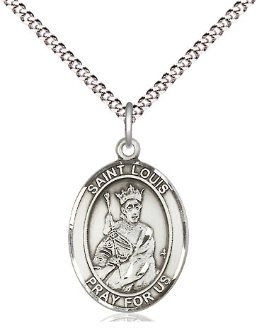 Sterling Silver Saint Louis Pendant on a 18 inch Light Rhodium Light Curb chain