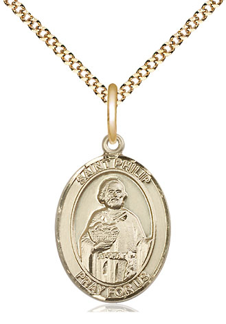 14kt Gold Filled Saint Philip the Apostle Pendant on a 18 inch Gold Plate Light Curb chain