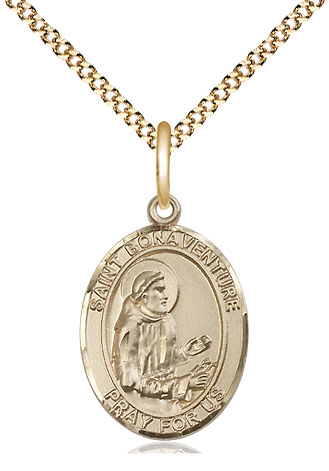 14kt Gold Filled Saint Bonaventure Pendant on a 18 inch Gold Plate Light Curb chain