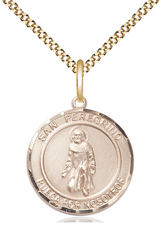 14kt Gold Filled San Peregrino Pendant on a 18 inch Gold Plate Light Curb chain