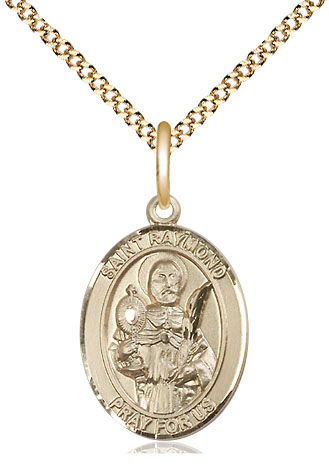 14kt Gold Filled Saint Raymond Nonnatus Pendant on a 18 inch Gold Plate Light Curb chain