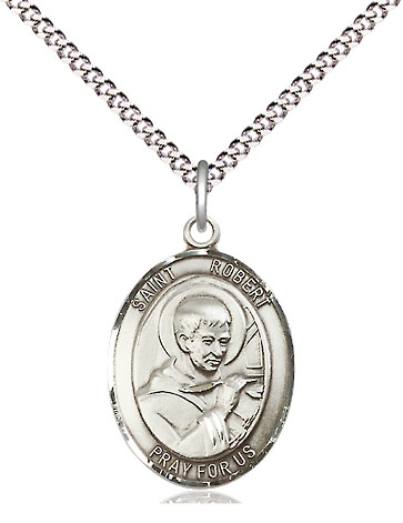 Sterling Silver Saint Robert Bellarmine Pendant on a 18 inch Light Rhodium Light Curb chain