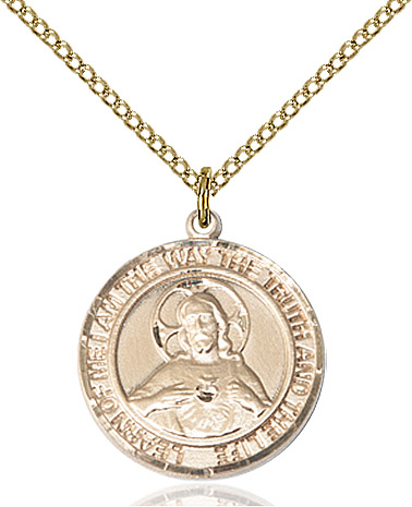 14kt Gold Filled Scapular Pendant on a 18 inch Gold Filled Light Curb chain