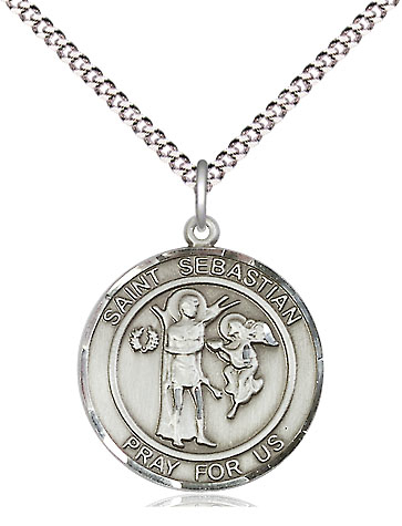 Sterling Silver Scapular Pendant on a 18 inch Light Rhodium Light Curb chain