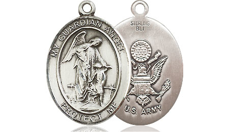 Sterling Silver Guardian Angel Army Medal