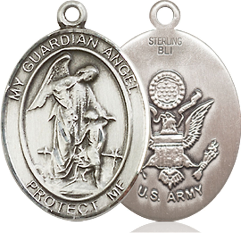 Sterling Silver Guardian Angel Army Medal