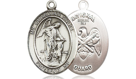 Sterling Silver Guardian Angel National Guard Medal